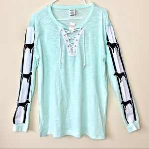 NWT VS PINK Oversized Varsity Long Sleeve, Size M